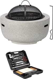 Brasero Moderno de Gas Propano con Pantalla Antichispas y Construcción de Hormigón para Uso en Exteriores - Product Image 1