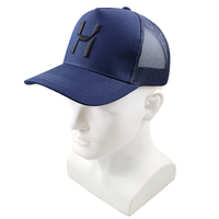 Gorra Trucker de Malla Azul Marino con Logotipo Personalizado, Bordado 3D, Transpirable, para Deportes al Aire Libre, con Cierre a Presión, 5 Paneles, Gorra de Béisbol