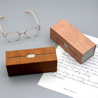 Étui de voyage rigide double couche 2-en-1 pour lunettes de taille moyenne, boîte de rangement rectangulaire à 2 niveaux pour lunettes