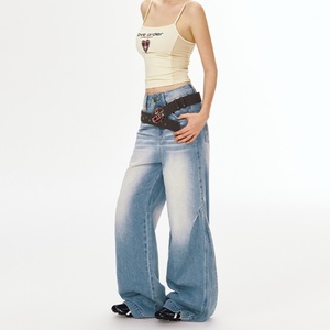 Vaqueros de mezclilla azul personalizados para mujer, de alta calidad, con lavado desgastado, estilo vintage, holgados, talla grande, estilo boyfriend. - Product Image 4