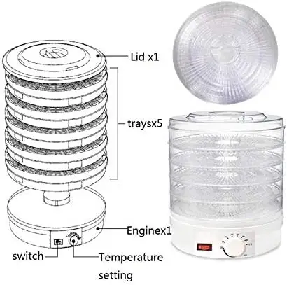 ノブボタン付き5層ドライフルーツ/野菜/ビーフジャーキーキッチン食品脱水機/乾燥機食品脱水機