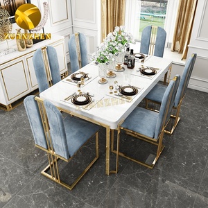 Altri Mobili Commerciali Set <span class=keywords><strong>Tavolo</strong></span> da Pranzo in Marmo Moderno <span class=keywords><strong>Allungabile</strong></span> <span class=keywords><strong>con</strong></span> <span class=keywords><strong>6</strong></span> <span class=keywords><strong>Sedie</strong></span> per Casa DT010 - Product Image 1