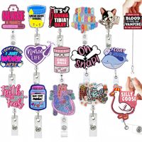 Vendeur chaud en gros mignon acrylique rétractable ID Clips infirmière Badge porte-bobine pour hommes et femmes