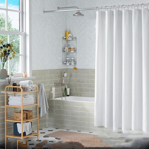 Rideau de douche jacquard gaufré uni de luxe, écologique, 100 % polyester, 180x180cm, avec 12 crochets – Meilleures ventes - Product Image 4