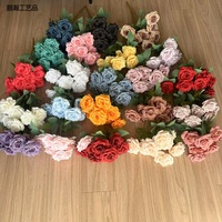 Flores Artificiales de Rosa Diamante, Ramo de Seda de 9 Cabezas, Decoración para Bodas y Hogar