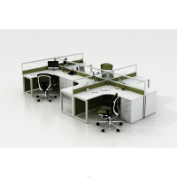 USA Los Angeles Personnaliser Poste de travail de bureau exécutif haut de gamme insonorisé et privé avec cloison en tissu vert gris (FOH-45WT)