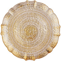 Assiettes de présentation en verre Lanques à bord doré transparent, en gros, pour mariage, décoratives, rondes, sous-assiettes pour dîner, fournitures de fête