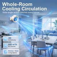 Ventilateur de bureau USB sans pales 2025, 100 vitesses, rechargeable à cycle élevé, avec affichage numérique, mural et sur pied, type turbine