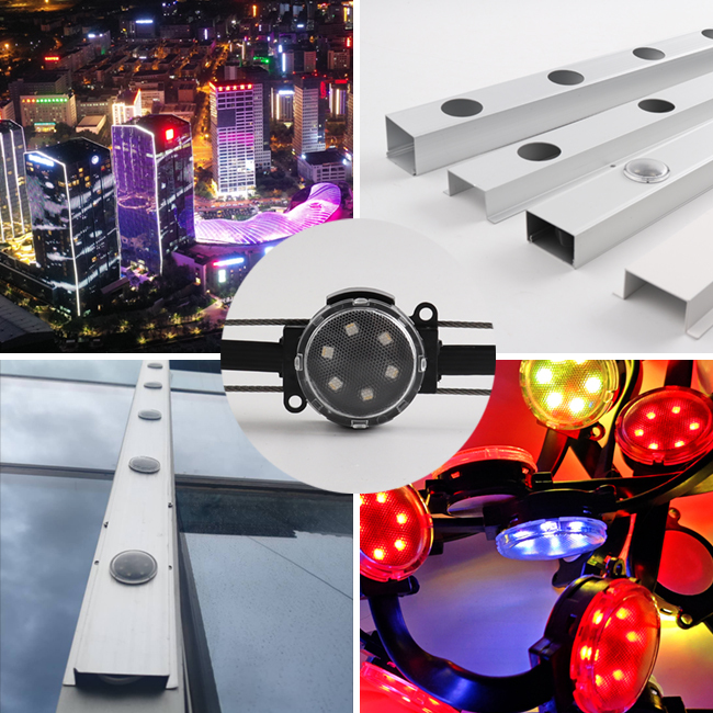 DC48V RGBW 2W IP67 40mm LED Pixel Point Light Outdoor Permanent Landscape Track Lighting