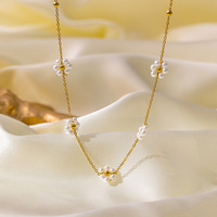 Ensemble de bijoux minimaliste en acier inoxydable, collier élégant avec pendentif en perle, boucles d'oreilles, accessoire de mode pour tous les jours