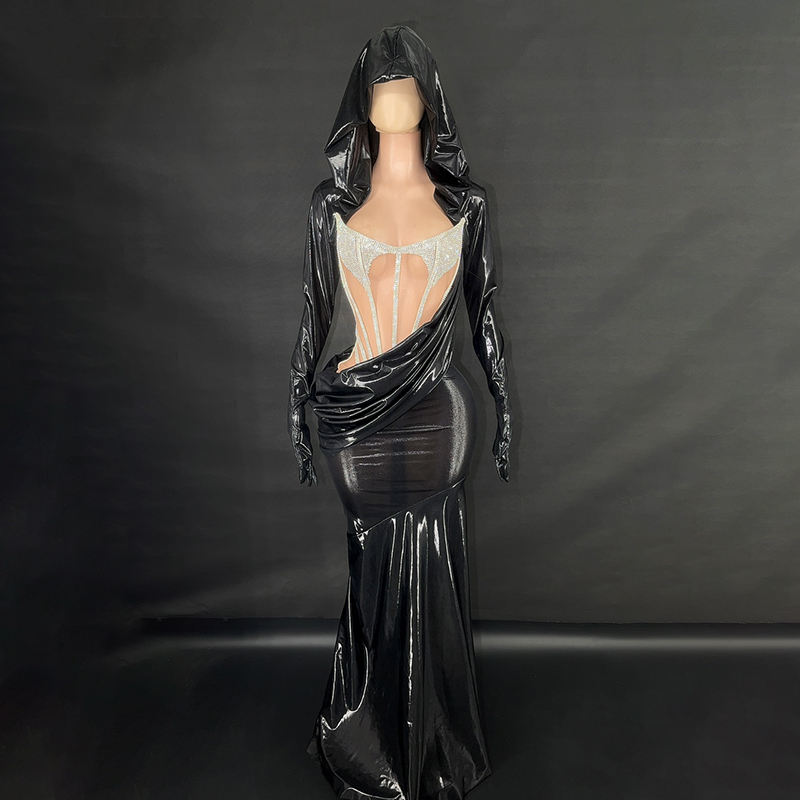 Black with silver crystals