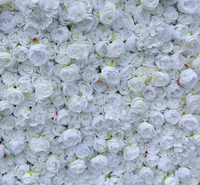 Mur floral artificiel en soie, rose blanc et rose, 3D 5D, 8ft x 8ft, haute simulation, moderne, pour la Fête des Mères et Noël