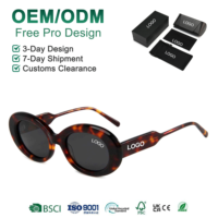 Lunettes de soleil polarisées Mellume Premium personnalisées avec logo, monture ovale épaisse en acétate, style écaille de tortue transparent, protection UV400, pour femme