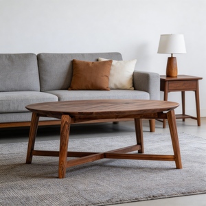 Modern Living Room Solid Oak Industrial Vintage Tea <b>Table</b> Round Coffee <b>Table</b> Center <b>Table</b> - Product Image 2