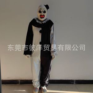 Disfraz de payaso de Halloween, mono en blanco y negro, talla única, para actuaciones en escenario, cosplay para adultos - Product Image 2
