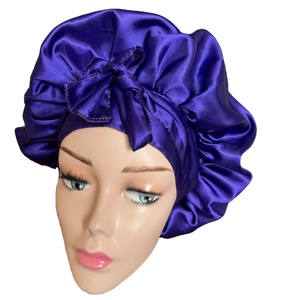 Bonnet en satin extra large personnalisé avec logo, pour tresses et cheveux, avec large bande et nœud, vente en gros - Product Image 1