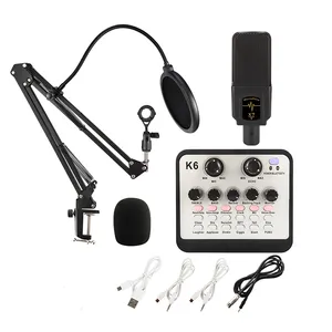 Kit d'interface Audio pour Studio d'enregistrement avec Microphone, carte son De haute qualité, pour Microphone De bureau, Dj