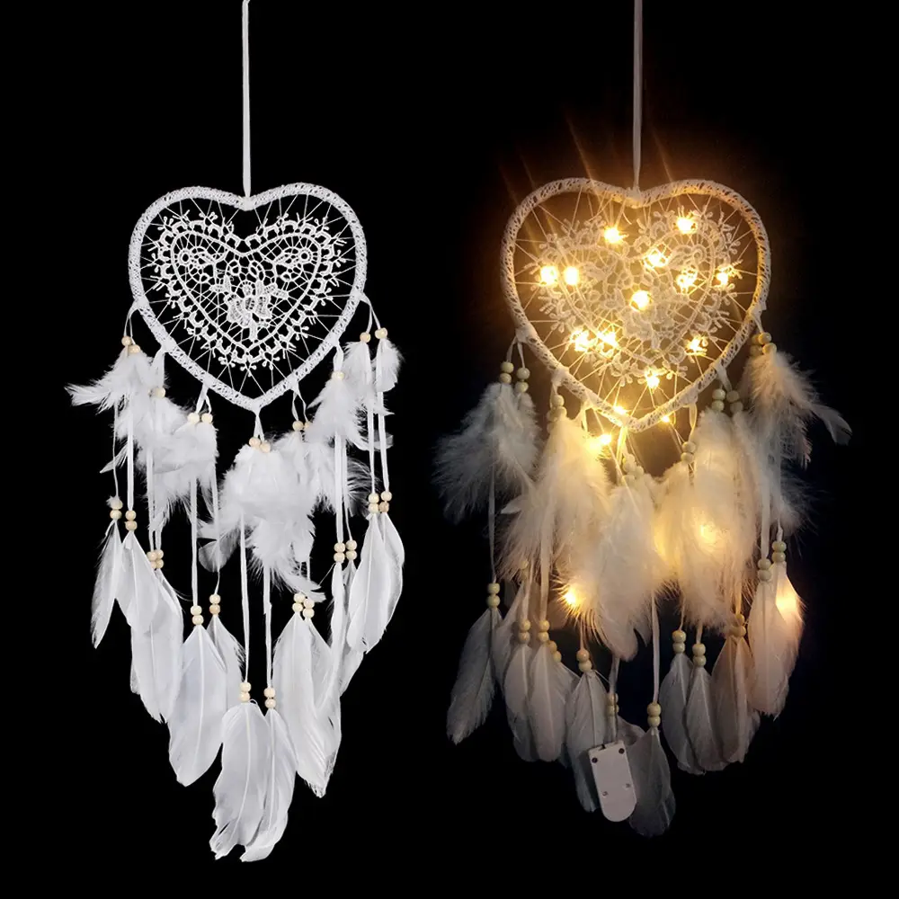 Criativo oco para fora amor coração pena pendurado ornamentos nórdico apanhador de sonhos sala de estar quarto decoração presente aniversário natal