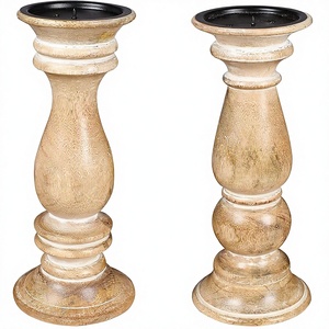 Bougeoirs en <span class=keywords><strong>bois</strong></span> sculptés <span class=keywords><strong>de</strong></span> haute qualité en gros, <span class=keywords><strong>avec</strong></span> une texture vieillie, offrant un thème campagnard vintage <span class=keywords><strong>pour</strong></span> la maison - Product Image 1