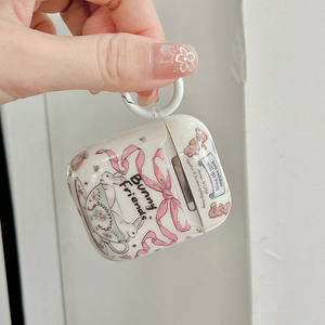 <span class=keywords><strong>Funda</strong></span> coreana bonita con lazo rosa para auriculares de conejo para <span class=keywords><strong>Apple</strong></span> para <span class=keywords><strong>AirPods</strong></span> 4 Pro, <span class=keywords><strong>Funda</strong></span> brillante, conejito, amigos, dibujos animados de plástico - Product Image 5