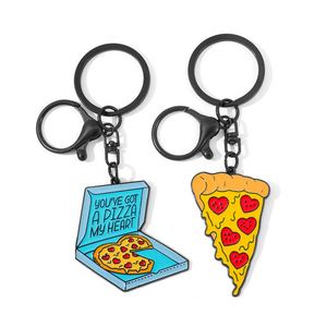Nuevo Llavero de Moda con Colgante de Pareja de Pizza de Dibujos Animados, Joyería de Aleación de Zinc - Product Image 1