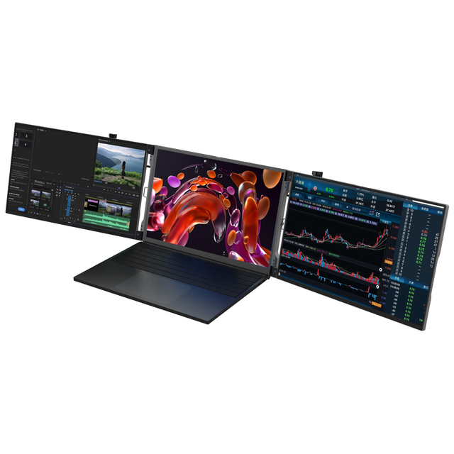 Big Size Business Workstation 15 Inch Portable Monitor Type c Laptop Extension Triple Portable Monitor for 15-17 Inch Laptop