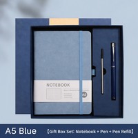 Ensemble de carnet en cuir PU A5 + stylo + recharge, noir, pour le bureau, l'école, les affaires