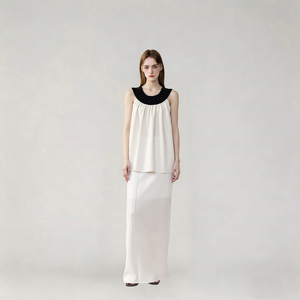 Conjunto de Dos Piezas con Cuentas de Proveedor OEM: Top Corto sin Mangas y Falda Maxi de Satén Mate, Atuendo Formal de Lujo para Resort, Directo de Fábrica China - Product Image 2