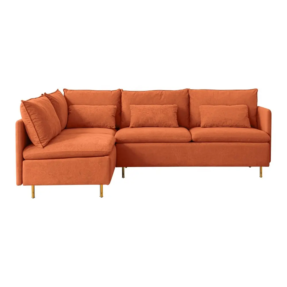 Wholesale modular lounge Orange Cotton Linen couches Set New L-Shaped Living Room Sofa