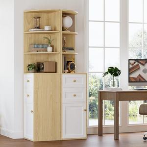 Librería Esquinera de Madera de 71 Pulgadas con Cajones, Mueble de Almacenamiento para Sala de Estar, Oficina o Dormitorio, Venta al por Mayor - Product Image 5