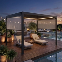 Pergola économique en acier Q235 avec cadre en aluminium, à simple couche, manuelle, protection solaire et pluie pour terrasse