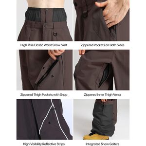 Pantalon de snowboard unisexe ample personnalisé, imperméable 20K, respirant 15K, vêtements de ski réfléchissants - Product Image 5