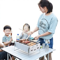 Four à barbecue portable en acier inoxydable épaissi, petit modèle domestique au charbon de bois, avec logo personnalisable, pour poisson, antiadhésif, pliable, finition polie