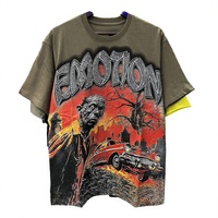 Kaos Oversize Pria American High Quality Hot Diamond Hip Hop dengan Grafis Karakter DTG Print 240 Gram 100% Katun