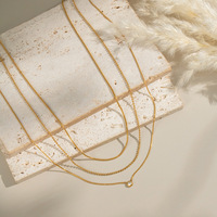 Collier multi-couches en acier inoxydable 316L plaqué or PVD 18 carats pour femmes, collier délicat avec pendentif en pierre CZ, bijoux de mode pour tous les jours