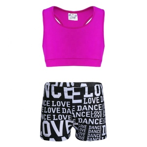 2 uds Junior Girls Sujetador deportivo sin mangas Crop Top con pantalones cortos conjunto para gimnasia baile gimnasio entrenamiento - Product Image 2