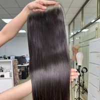 Closure en dentelle HD 5x5 Cheveux vierges, Topper de cheveux humains 100% lisses, Closure de cheveux en dentelle naturelle invisible pour femmes, Vente en gros
