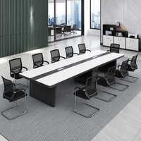 Table de conférence rectangulaire moderne pour bureau, table de réunion blanche à rayures noires pour salle de réunion, négociation