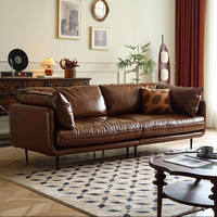Canapé italien moderne trois places en cuir véritable, ensemble modulaire haut de gamme, luxe léger, pour hôtel, villa, appartement, en bois et éponge