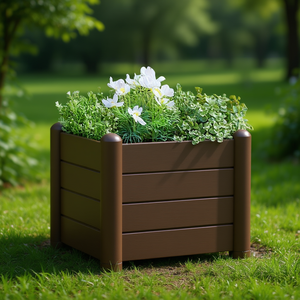 Jardinière surélevée Pp Mocha Garden 16,9 x 16,9 x 13,8 cm, pots à fleurs carrés, style rustique, pour usage en jardin - Product Image 2