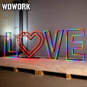 WOWORK Cadre lumineux LED RGB métallique pliable grand format 4ft 5ft avec lettres et chiffres, panneau mural scintillant pour fête - Product Image 1