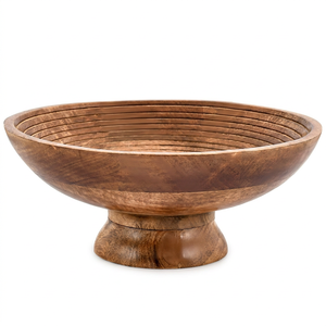 Bol à fruits en bois de manguier, rond, pour servir des fruits, des desserts, des plateaux, des assiettes, des plats, dans la cuisine, à la salle à manger, pour les fruits, les desserts, les collations - Product Image 1