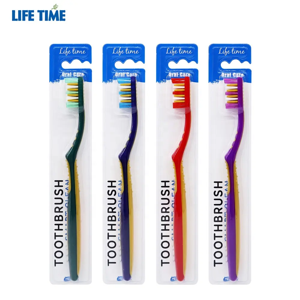 kieferorthopädie kunststoff-zahnbürste mit eigenmarke individuelle verpackung zahnbürste für erwachsene