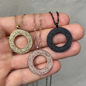 Collier pendentif gravé <span class=keywords><strong>AL</strong></span>-<span class=keywords><strong>FATIHA</strong></span>, calligraphie coranique, plaqué or 18 carats, bijoux islamiques arabes, cadeau délicat pour l'Aïd - Product Image 4