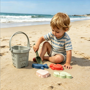 Popolare Set di Giocattoli da Spiaggia in Silicone per Bambini, 4 Pezzi con Paletta e Secchiello, Stampi per Sabbia a Forma di Animali Marini, per Età 2+, Unisex, Estivo, Personalizzabile - Product Image 4