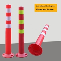 Poteau de signalisation routière anti-collision en TPU élastique, réflecteur de 3m, avec piquet de sol de 75cm, rouge