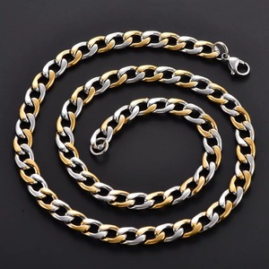 Chaîne cubaine en acier inoxydable pour hommes, collier long rétro avec pendentif, couleur argent et or, pour hommes et femmes, bijoux à la mode - Product Image 5