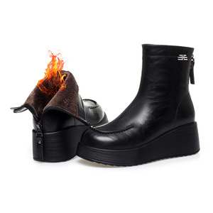 Nouvelles Bottes à Talon Compensé Xuanhui pour Femme, Marron Foncé, Doublure Fourrure, Fermeture Éclair Arrière, Semelle Épaisse Chaude, Plateforme 5 cm, Hiver - Product Image 5