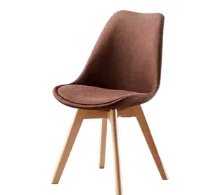 餐椅现代织物客厅椅子实木木腿拼布椅