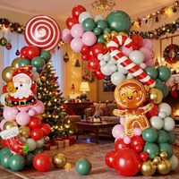 Kit d'arche de ballons de Noël rouges, verts et dorés, 108 pièces, cannes en sucre, Père Noël, pour les fêtes de Noël
